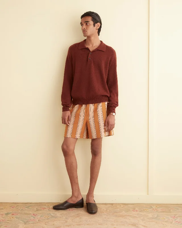 Men's elastic waistband lounge shorts for lazy weekends at home   Awning Stripe Shorts