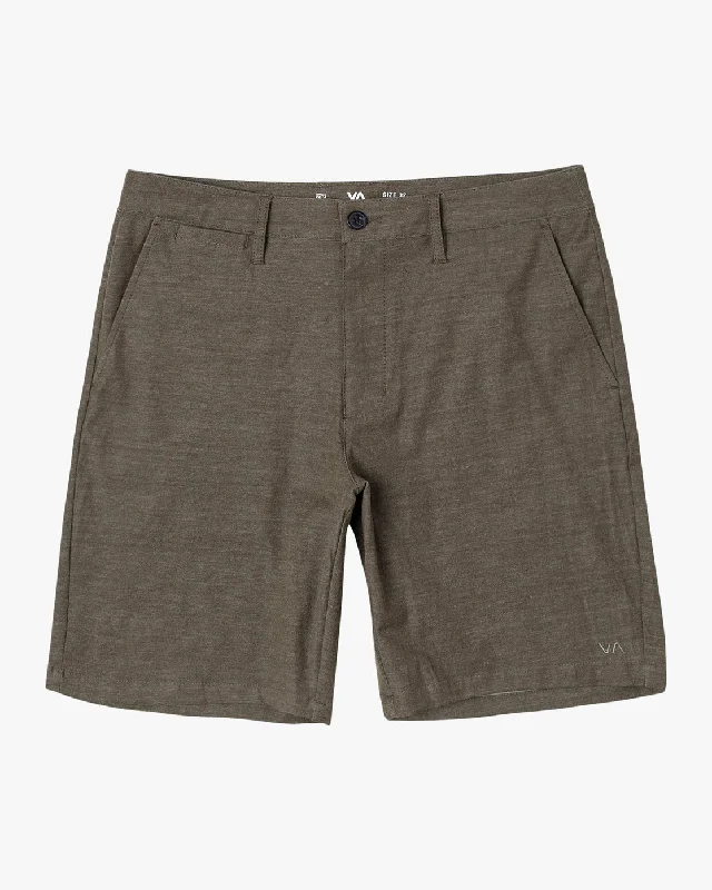 Men's plaid pattern wool blend shorts for a preppy fall style   Back In 19" Hybrid Shorts - Olive