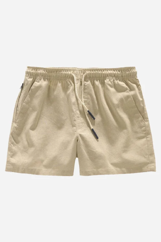 Men's moisture - wicking performance shorts for sweaty outdoor activities   OAS Beige Linen Shorts