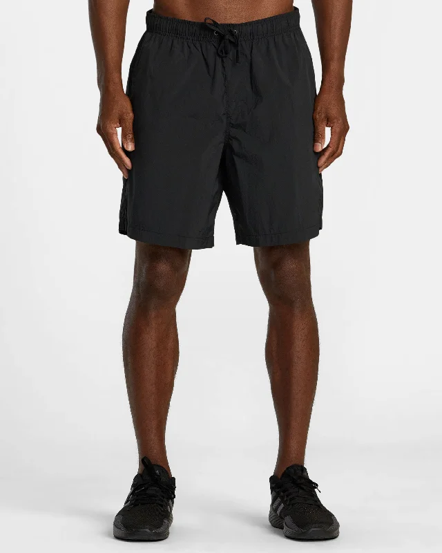Men's adjustable - length convertible shorts for versatile use   Big Lounger Elastic Waist Shorts - Black