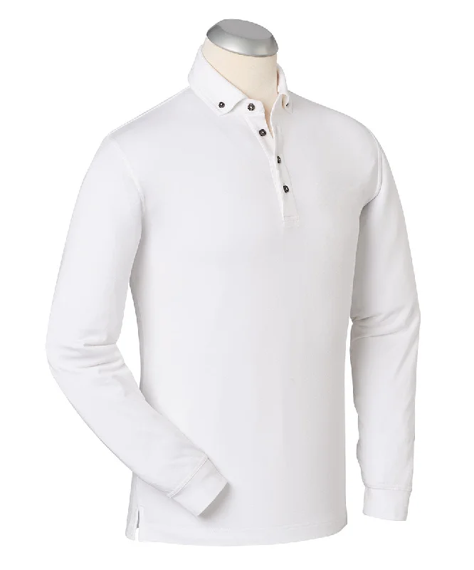 Men's long sleeve classic fit polo shirts with embroidered logoseFX Performance Cotton Solid Long Sleeve Polo Shirt