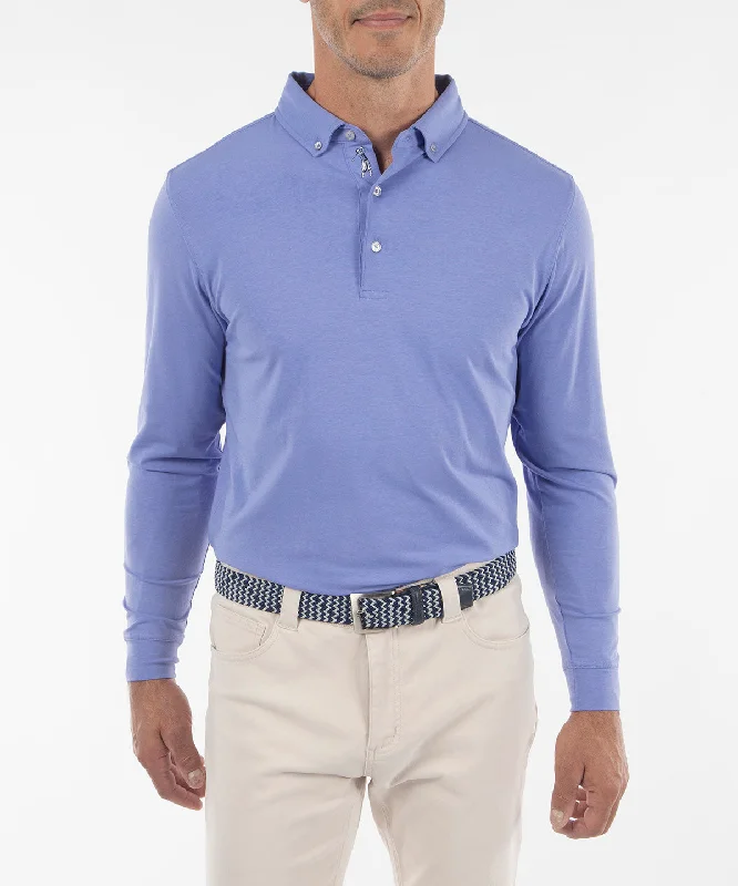 Men's reversible polo shirts with two different looksSignature Liquid Cotton Button-Down Collar Long-Sleeve Polo