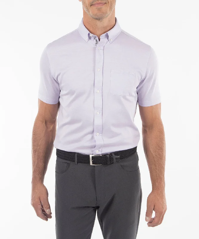 Men's button - down spread collar polo shirts for business casualSignature Cotton Knit Short-Sleeve Cabana Sport Shirt