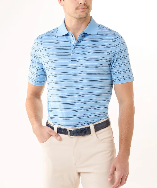 Men's stretchable athletic polo shirts for fitness workoutsSignature 100% Mercerized Cotton Kirkwood Multi-Pinstripe Polo Shirt