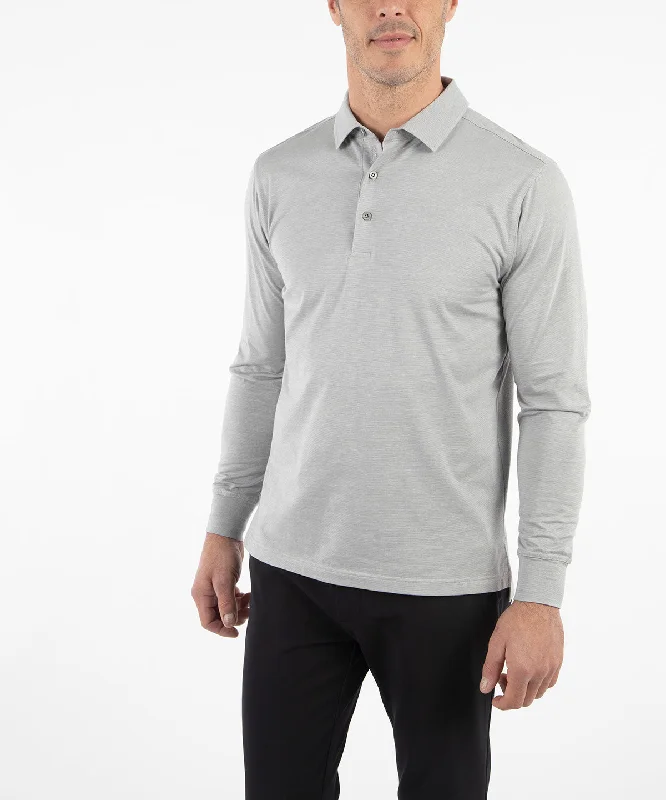 Men's luxury cashmere blend polo shirts in solid colorsLiquid Stretch Cotton Long-Sleeve Polo Shirt