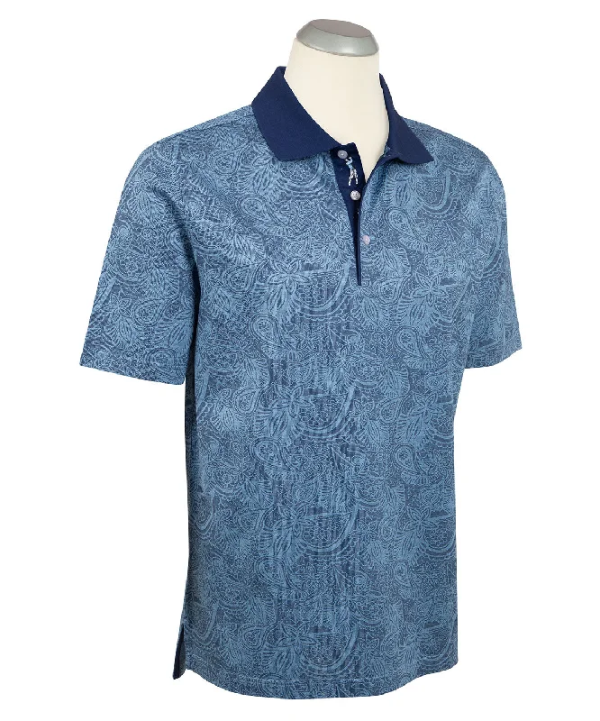 Men's vintage - inspired retro polo shirts with unique patternsSignature Airdrie Floral Jacquard Mercerized Cotton Polo