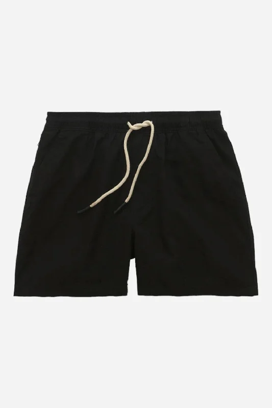 Men's adjustable - length convertible shorts for versatile use   OAS Black Linen Shorts