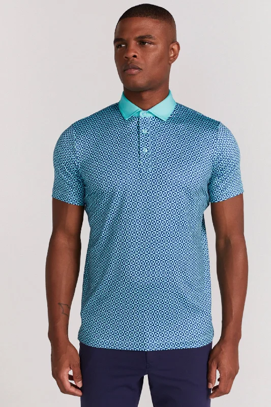 Men's jacquard woven polo shirts with intricate designsBlake Polo in Pool