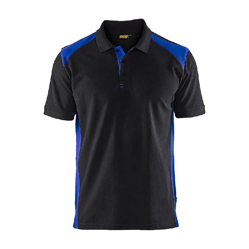 Men's breathable cotton blend polo shirts for summer outingsBlaklader 3324 Short Sleeve Polo Shirt Black / Cornflower Blue
