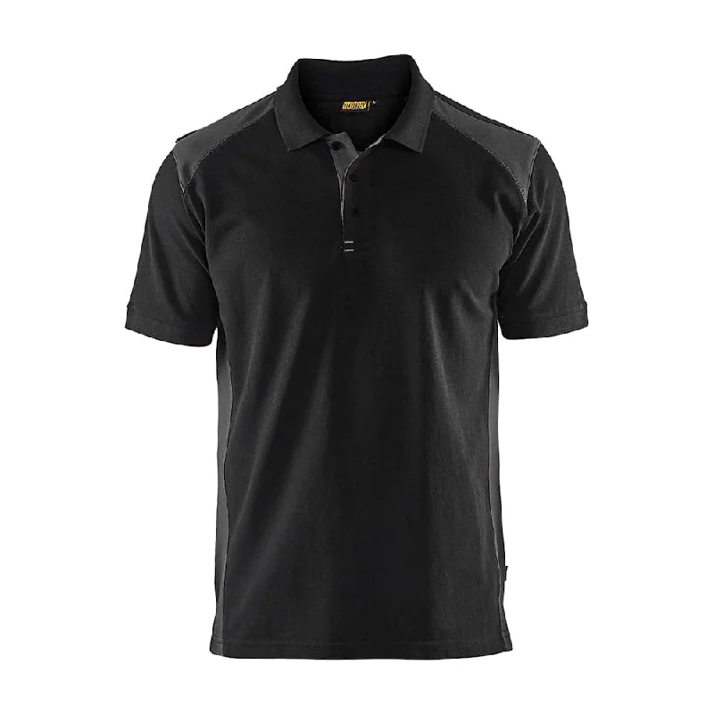 Men's luxury cashmere blend polo shirts in solid colorsBlaklader 3324 Short Sleeve Polo Shirt Black / Dark Grey