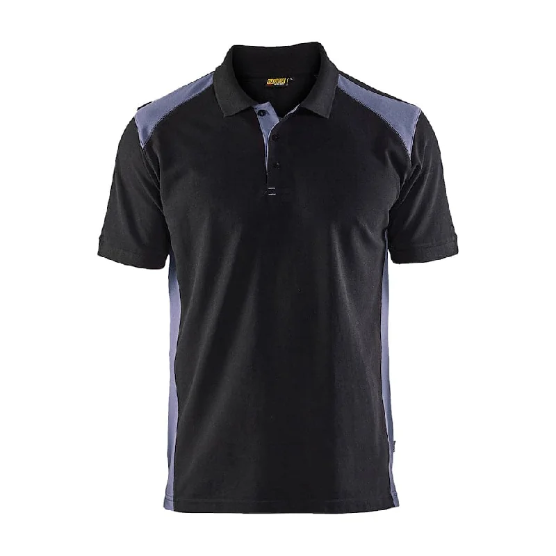 Men's two - tone stripe polo shirts with a preppy styleBlaklader 3324 Short Sleeve Polo Shirt Black / Grey