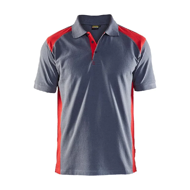 Men's luxury cashmere blend polo shirts in solid colorsBlaklader 3324 Short Sleeve Polo Shirt Grey / Red