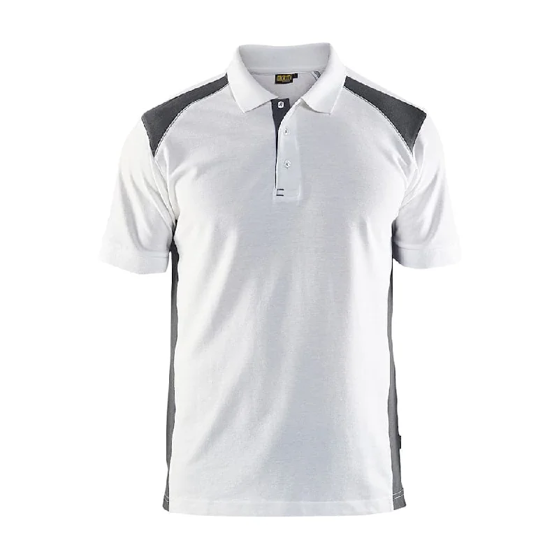 Men's UV - protected polo shirts for outdoor gardeningBlaklader 3324 Short Sleeve Polo Shirt White / Dark Grey