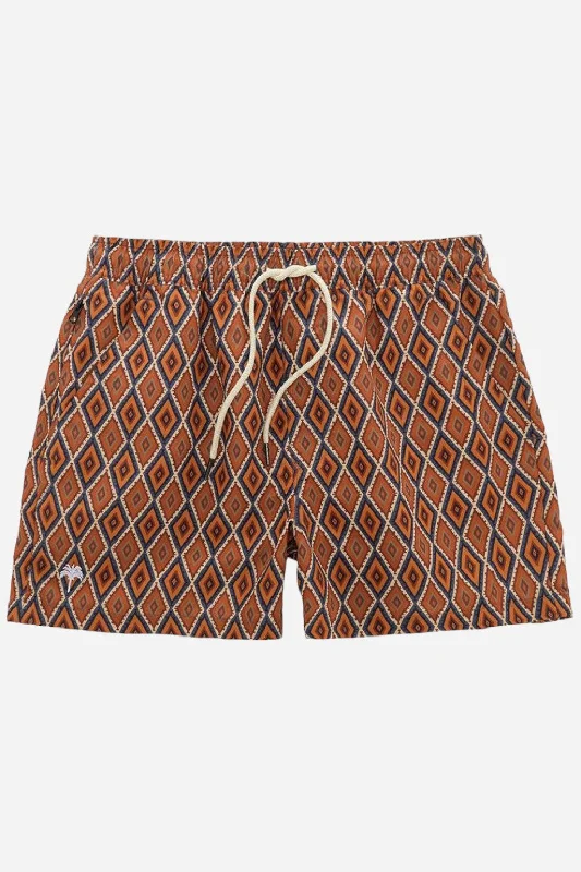 Men's button - fly denim work shorts for durability on the job   OAS Bohemia Swim Trunks