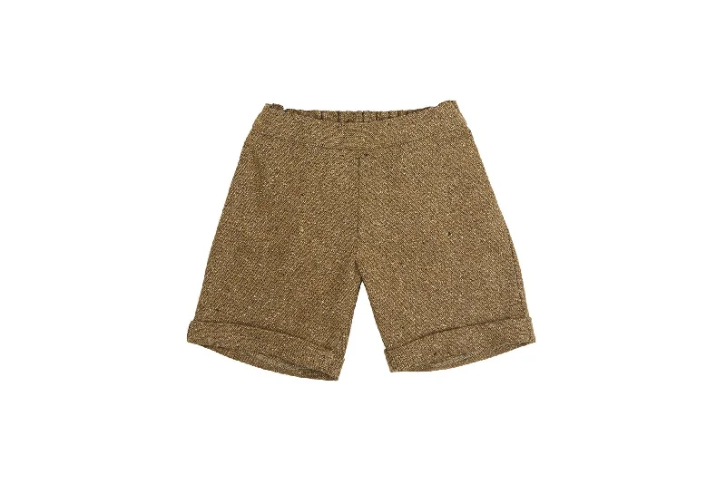 Men's elastic waistband lounge shorts for lazy weekends at home   Shorts - Brown Wool