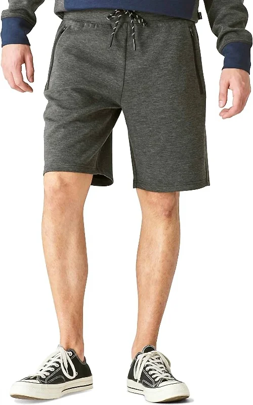 Men's checkered pattern wool shorts for a stylish winter layering option   Breathe Easy Tech Short In Charcoal