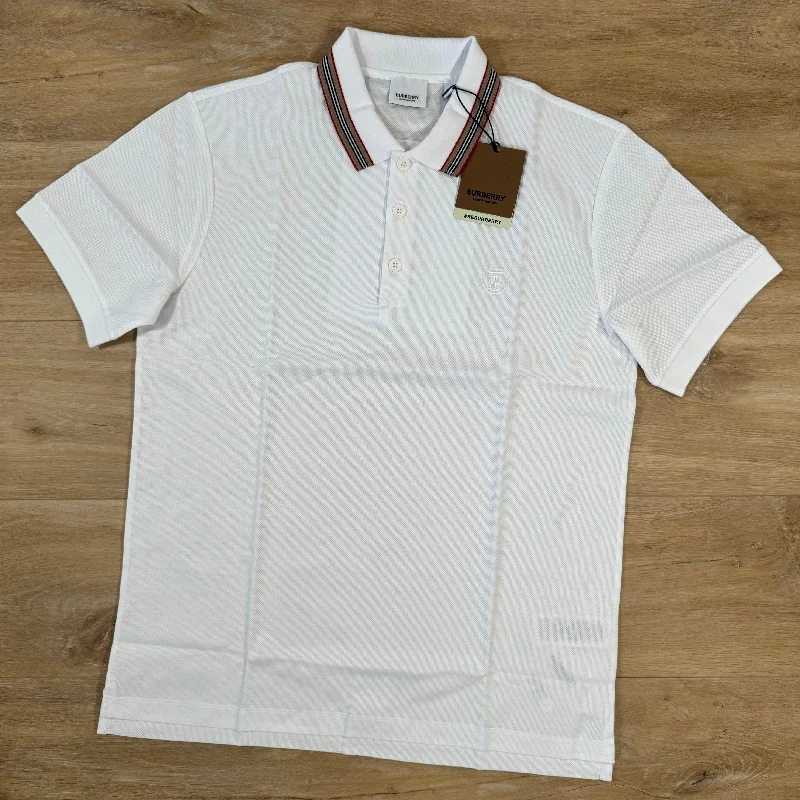 Men's stretchable athletic polo shirts for fitness workoutsBurberry Pierson Polo Shirt in White