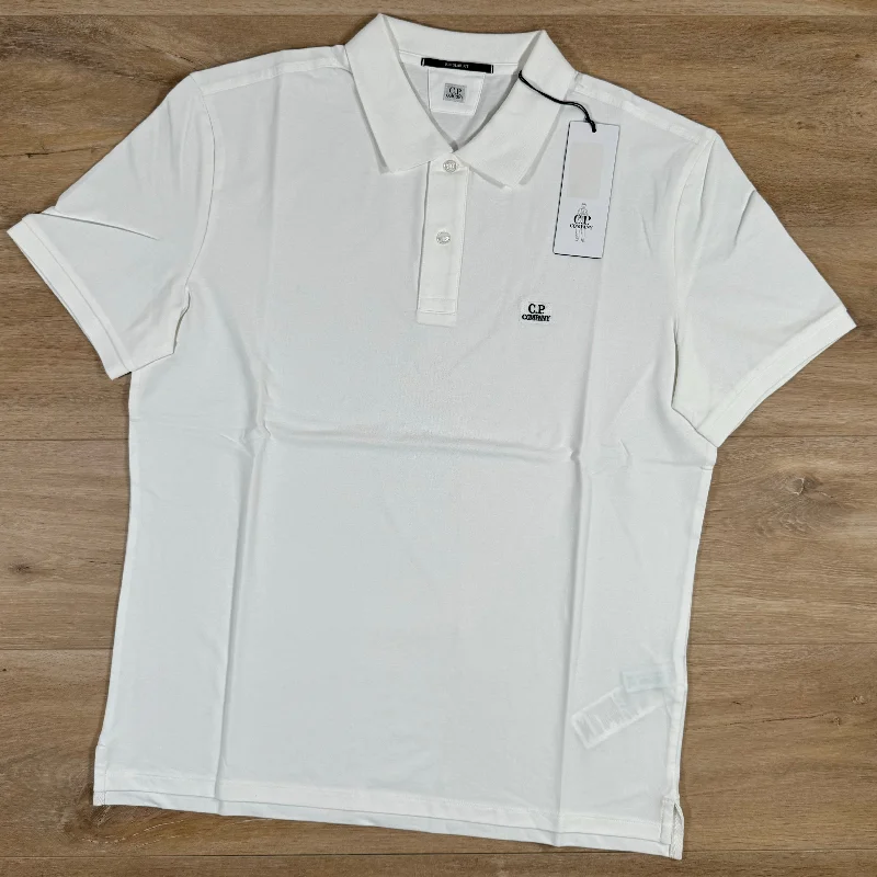 Men's quick - dry polo shirts for water sports activitiesC.P. Company Stretch Piquet Polo Shirt in White