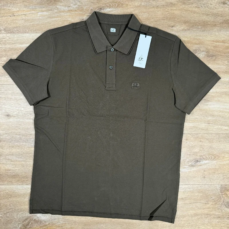 Men's breathable cotton blend polo shirts for summer outingsC.P. Company Stretch Piquet Striped Collar Polo Shirt in Ivy Green