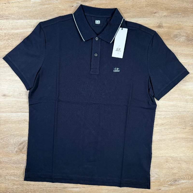 Men's antimicrobial polo shirts for odor - free daily wearC.P. Company Stretch Piquet Striped Collar Polo Shirt in Navy