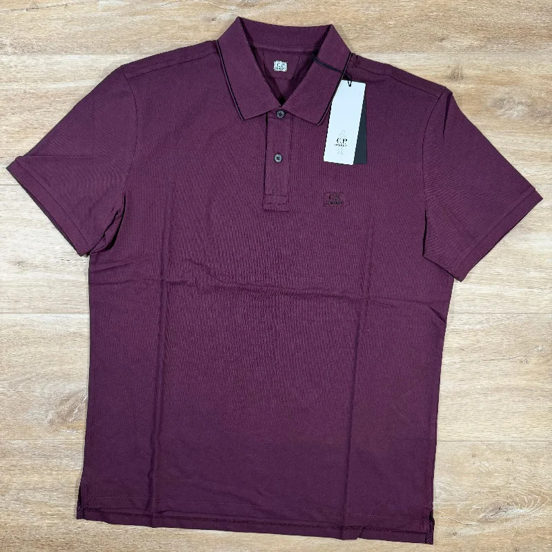 Men's breathable cotton blend polo shirts for summer outingsC.P. Company Stretch Piquet Striped Collar Polo Shirt in Potent Purple