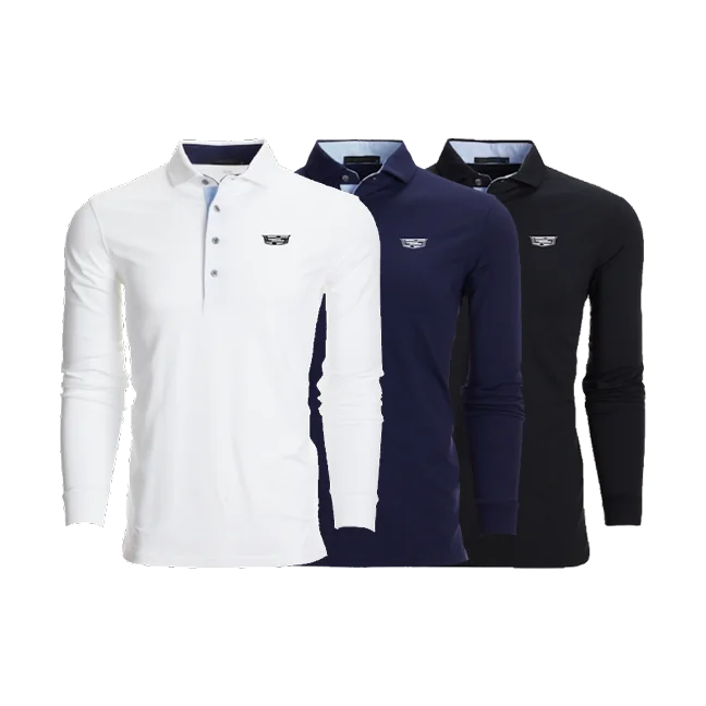 Men's antimicrobial polo shirts for odor - free daily wearCadillac Men's Long Sleeve Polo