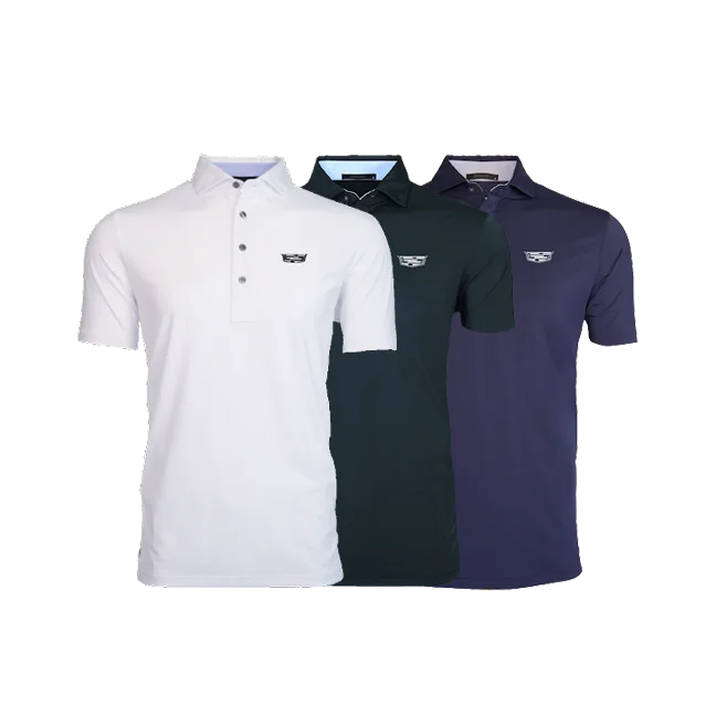 Men's breathable cotton blend polo shirts for summer outingsCadillac Men's Polo