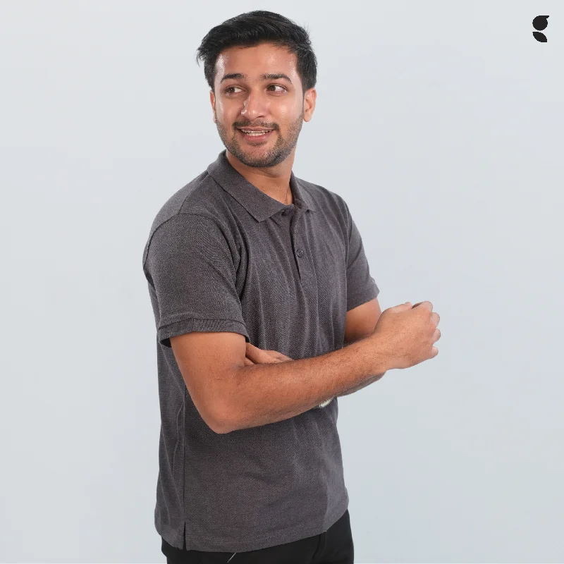 Men's breathable cotton blend polo shirts for summer outingsSolid Polo | Charcoal