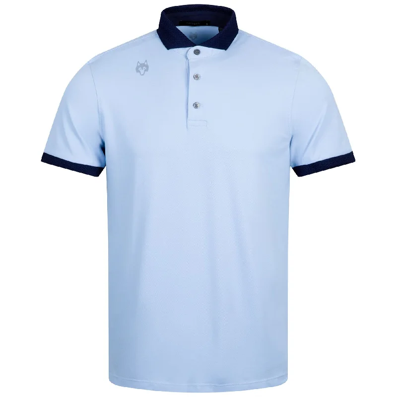 Men's jacquard woven polo shirts with intricate designsCherokee Polo Delphinium - AW24