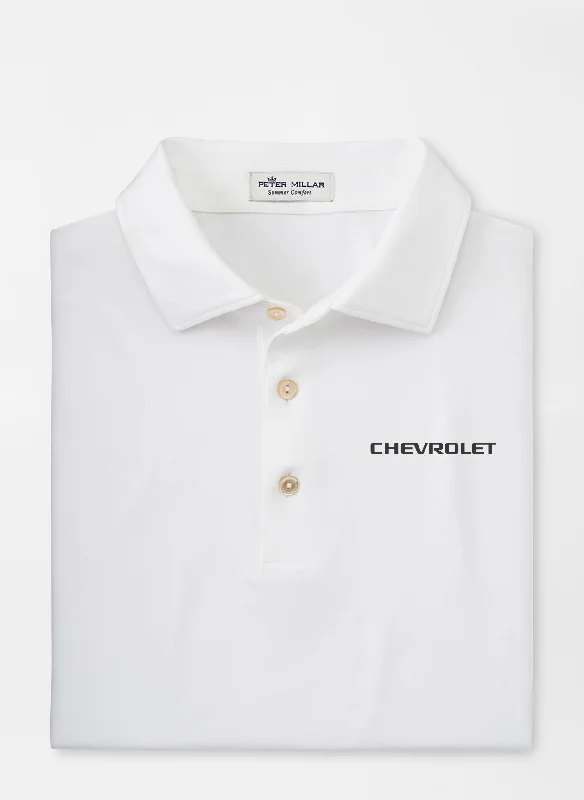 Men's breathable cotton blend polo shirts for summer outingsChevrolet Men's Peter Millar Performance Jersey Polo