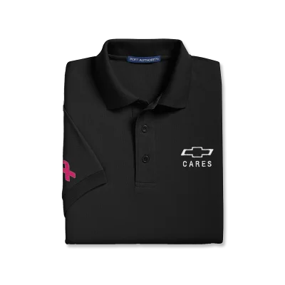 Men's luxury cashmere blend polo shirts in solid colorsChevy Cares BCA Ladies Black Polo