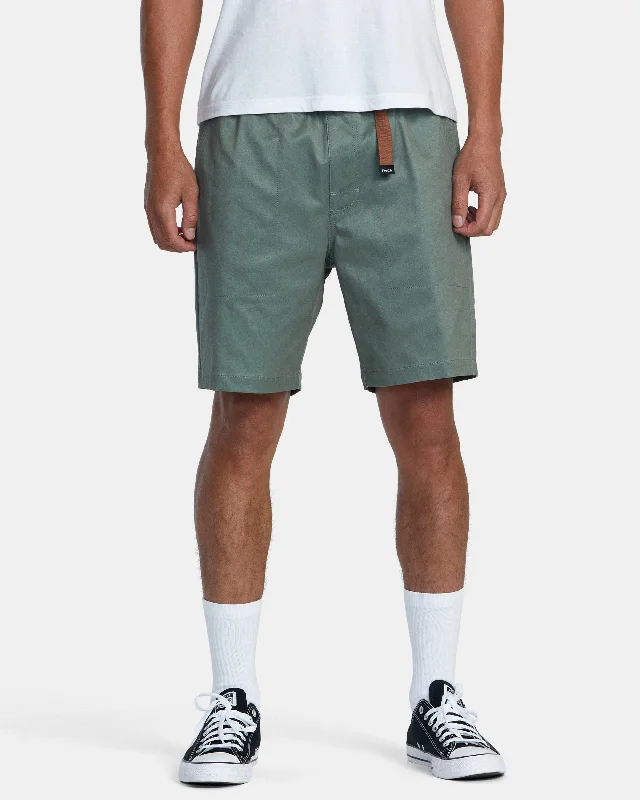 Men's flat - front chino shorts for semi - formal summer events   Civic Hybrid 18" Boardshorts - Olivine