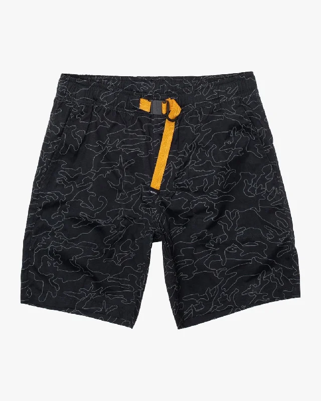 Men's side - stripe track shorts for a sporty running look   Civic 18" Hybrid Shorts - Black Print