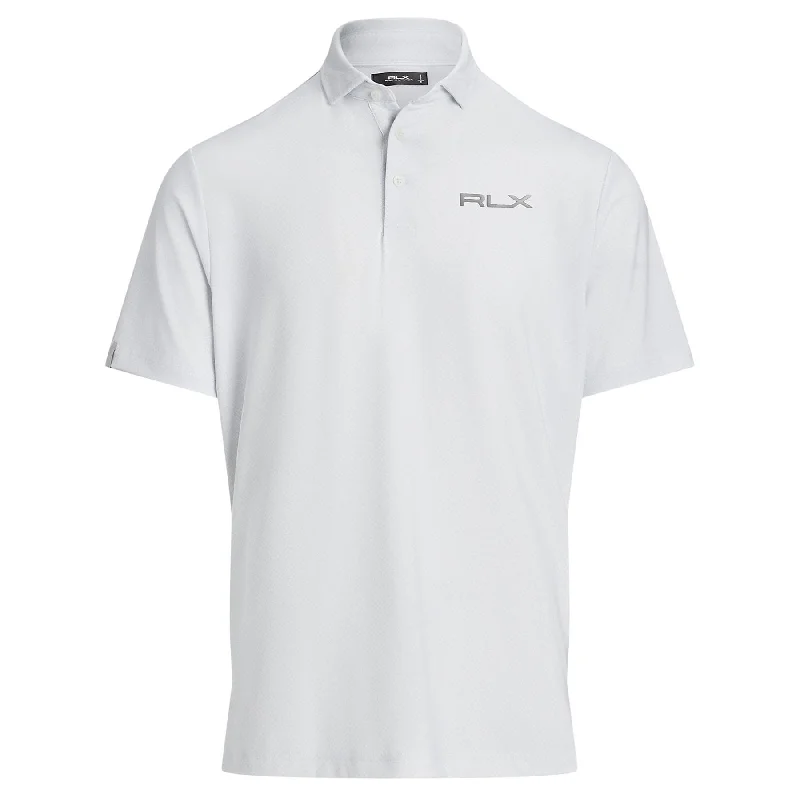Men's plus size golf polo shirts in moisture wicking fabricClassic Fit Performance Polo Oxford Blue Geo Neat - AW24