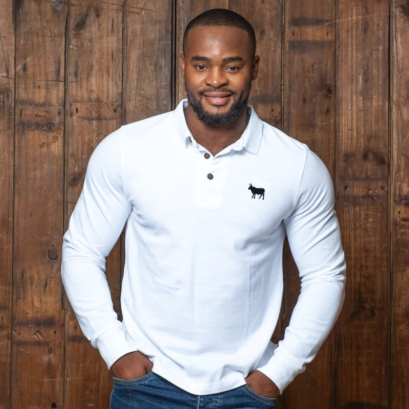 Men's stretchable athletic polo shirts for fitness workoutsClassic Long Sleeve PK Polo Pelican