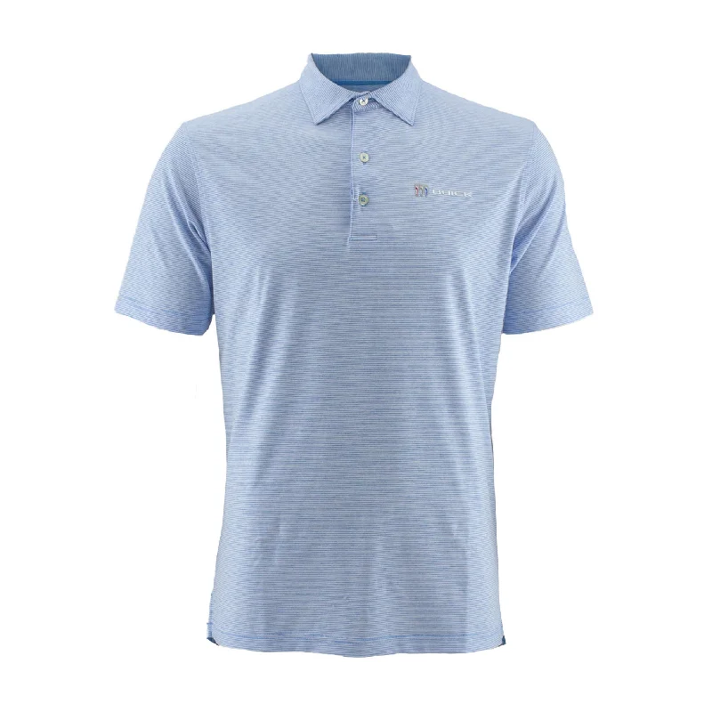 Men's two - tone stripe polo shirts with a preppy styleBuick Mens Johnnie-O Striped Blue Polo