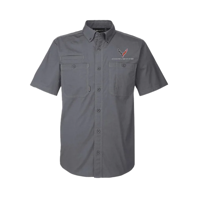 Men's stretchable athletic polo shirts for fitness workoutsC8 Dri Duck Men's Short Sleeve Button Down