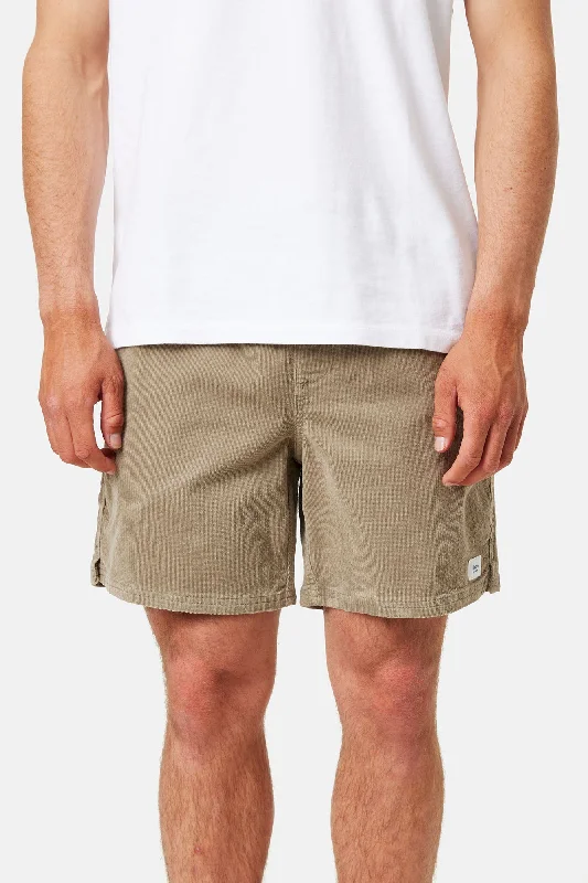 Men's checkered pattern wool shorts for a stylish winter layering option   Katin Cord Local Short in Warm Gray