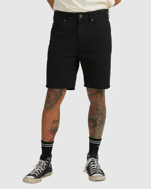 Men's side - stripe track shorts for a sporty running look   Daggers Twill Shorts - Black