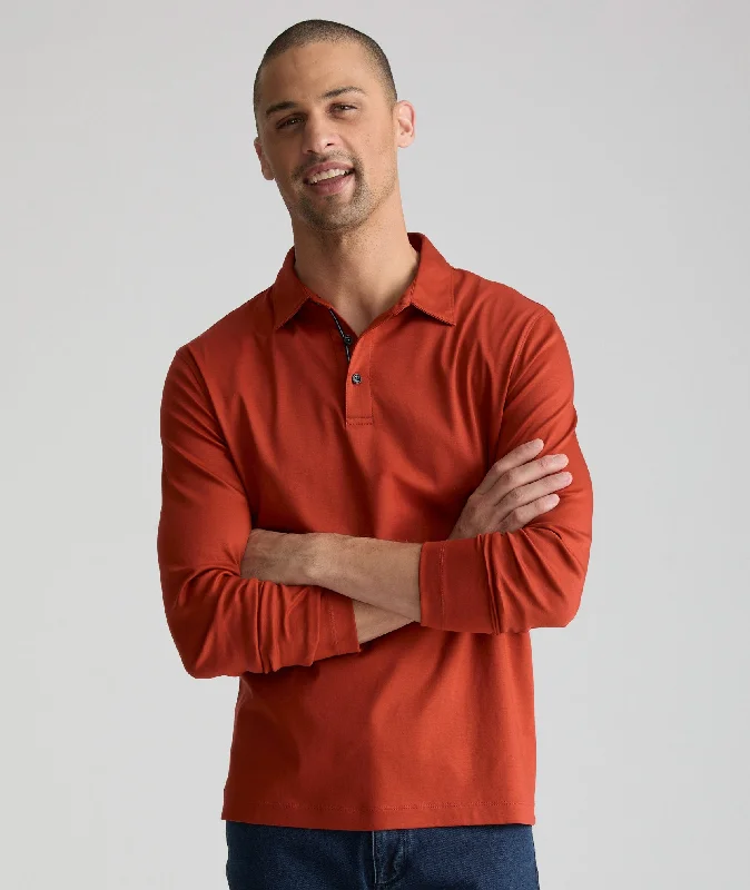 Men's luxury cashmere blend polo shirts in solid colorsWrinkle-Free Damaschino Long-Sleeve Polo - FINAL SALE