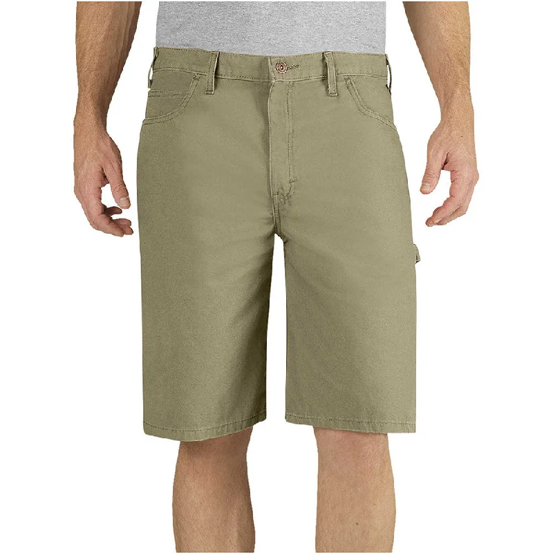 Men's neon - colored athletic shorts for high - visibility workouts   Dickies 11" Relaxed Fit Lightweight Duck Carpenter Work Short DX250 - Desert Sand