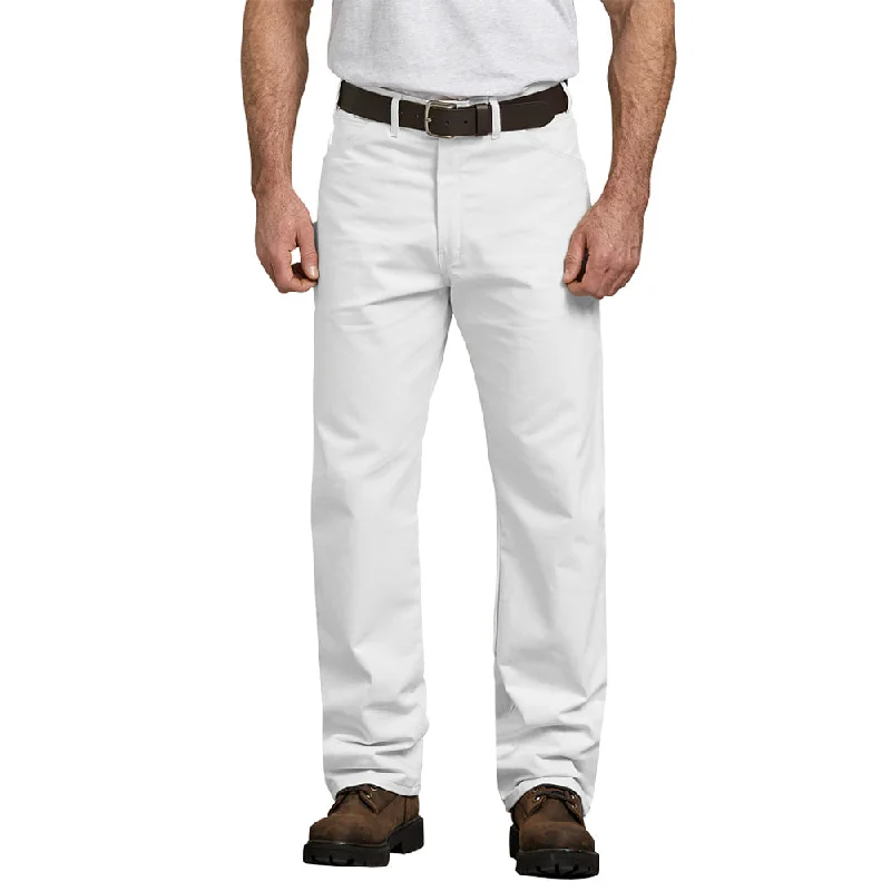 Men's wide - leg linen blend shorts for a relaxed beachside vibe    Dickies Men's Relaxed Fit Straight Leg Painter's Pant_White