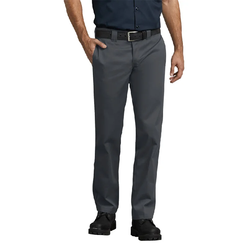 Men's ripped denim shorts for a trendy streetwear aesthetic   Dickies Men's Slim Fit Straight Leg Work Pant_Charcoal