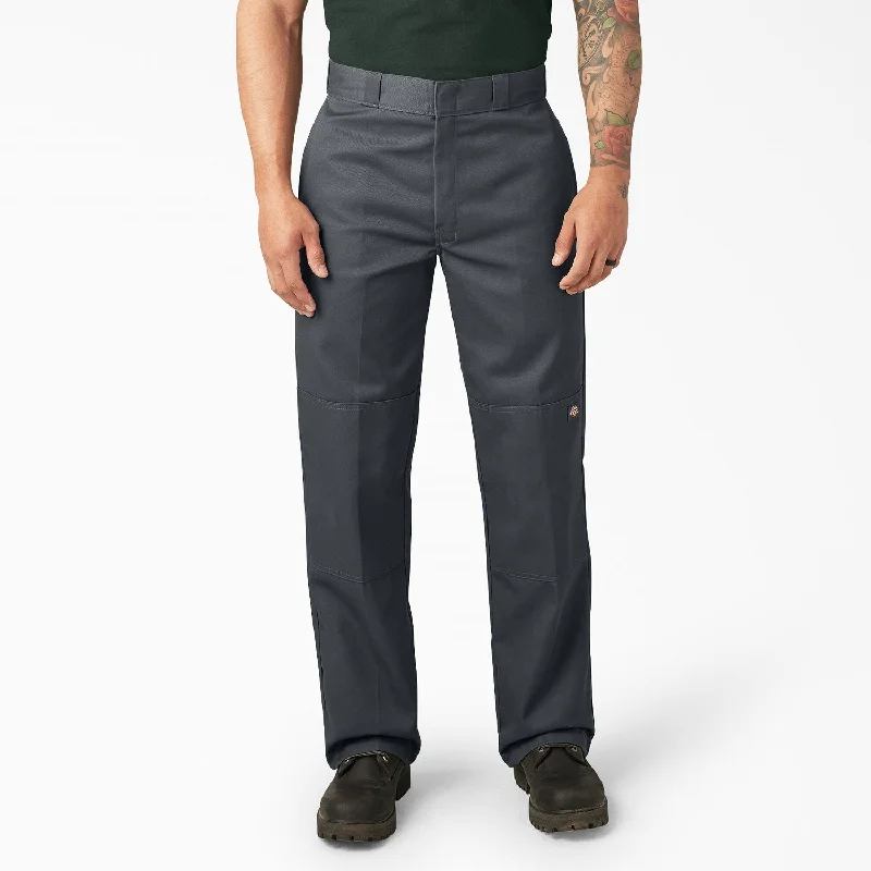 Men's ripped denim shorts for a trendy streetwear aesthetic   Dickies Men's Loose Fit Twill Double Knee Work Pant_Charcoal