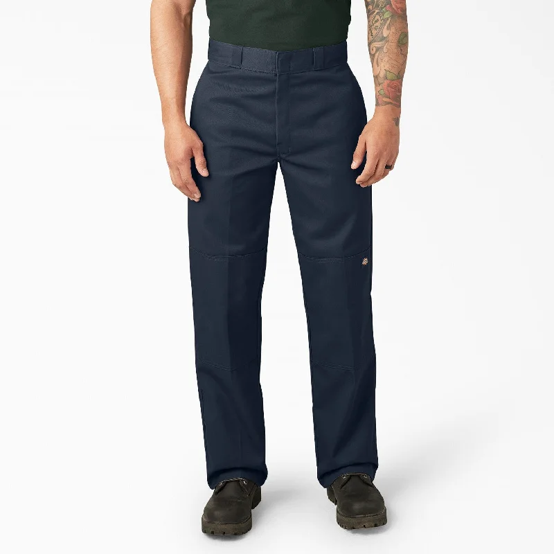 Men's checkered pattern wool shorts for a stylish winter layering option   Dickies Men's Loose Fit Twill Double Knee Work Pant_Dark Navy