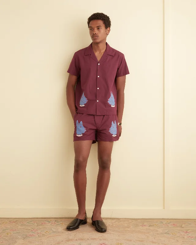 Men's plaid pattern wool blend shorts for a preppy fall style   Doberman Appliqué Boxers