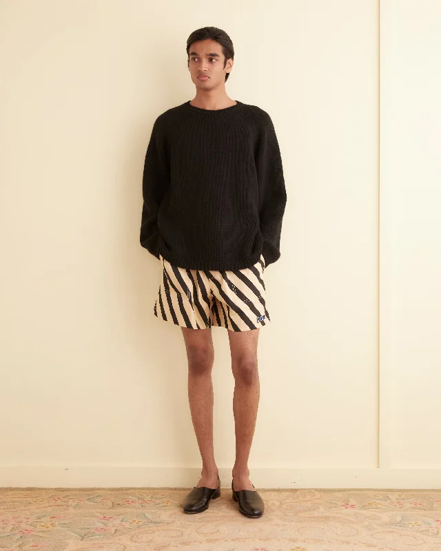 Men's flat - front chino shorts for semi - formal summer events   Domino Stripe Shorts