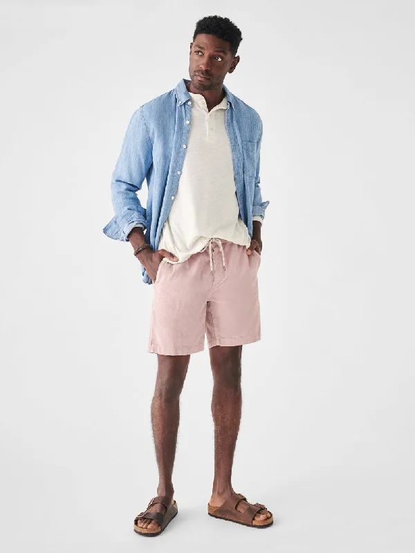 Men's side - stripe track shorts for a sporty running look   Faherty Drawstring Cord Short 6'' in Quartz