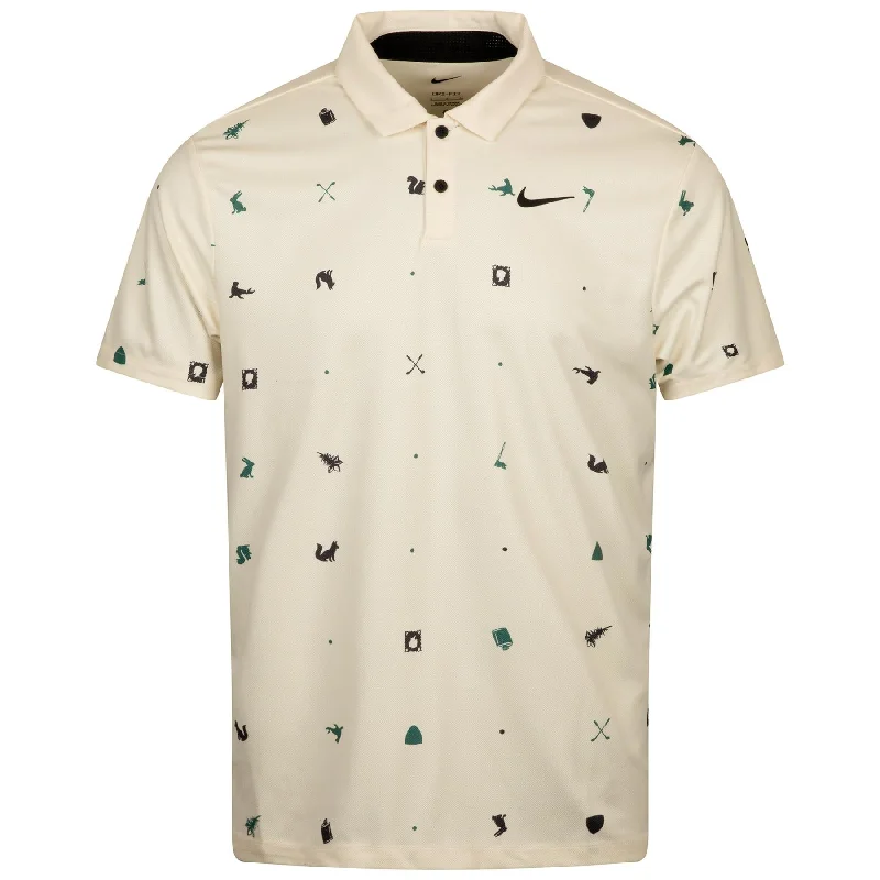 Men's UV - protected polo shirts for outdoor gardeningDri-Fit Tour Icon Print Polo Coconut Milk Black - AW24