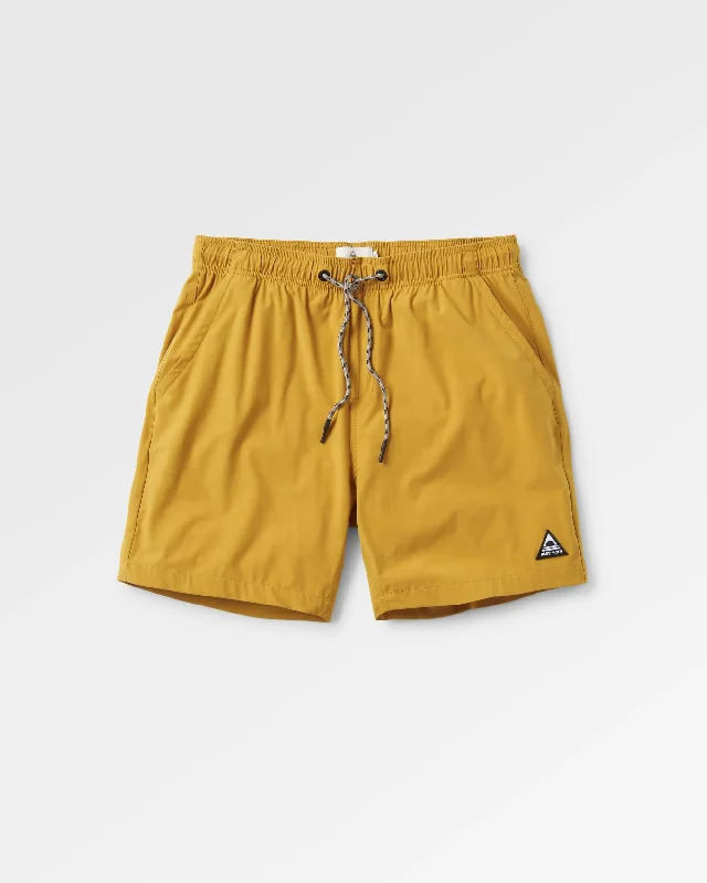 Men's wide - leg linen blend shorts for a relaxed beachside vibe    Drifter All Purpose Short - Mustard Gold